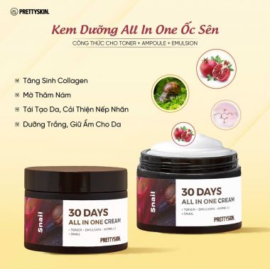 Kem Dưỡng Pretty Skin 30 Days All In One Cream 100ml