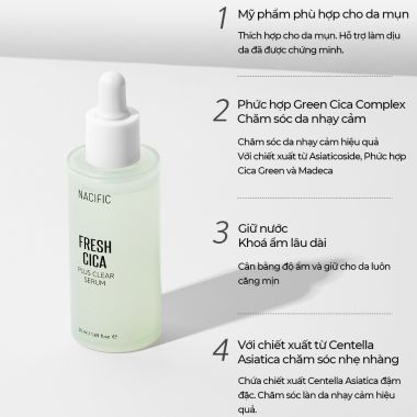 Tinh chất làm dịu da, kiềm dầu cho da mụn Nacific Fresh Cica Plus Clear Serum 50ml