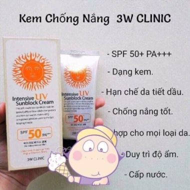 Kem chống nắng 3w Clinic Intensive UV Sunblock Cream 