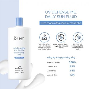 Kem Chống Nắng Make P:rem UV defense me. Daily sun fluid 150ml