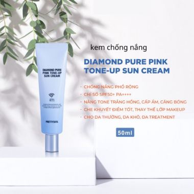Kem Chống Nắng Phổ Rộng, Nâng Tone  Pretty Skin Diamond Pure Pink Tone-Up Sun Cream 50ml