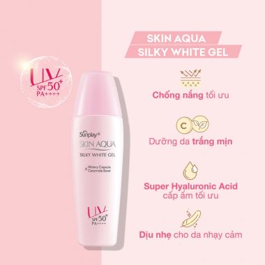 Gel chống nắng dưỡng trắng cho da khô Sunplay Skin Aqua Silky White Gel SPF 50+ PA++++