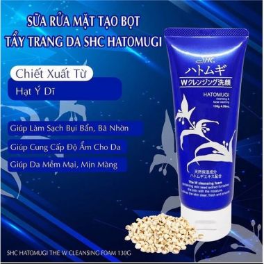 Sữa Rửa Mặt Tẩy Trang SHC Hatomugi Cleasing & Facial Washing 130g (MÀU XANH)