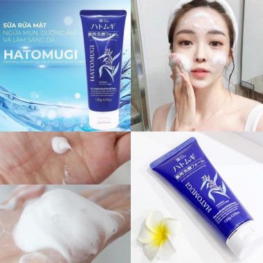 Sữa Rửa Mặt Tẩy Trang SHC Hatomugi Cleasing & Facial Washing 130g (MÀU XANH)
