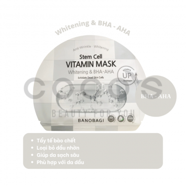 Mặt Nạ Giấy Dưỡng Ẩm Trắng Da Banobagi Stem Cell Vitamin Mask 30ml (2021)