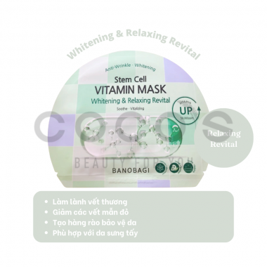 Mặt Nạ Giấy Dưỡng Ẩm Trắng Da Banobagi Stem Cell Vitamin Mask 30ml (2021)