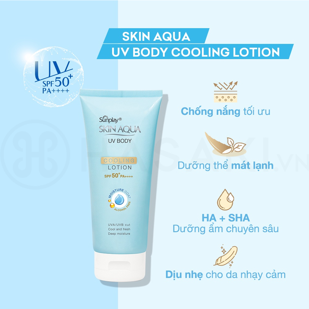 Lotion chống nắng dưỡng thể mát lạnh Sunplay Skin Aqua UV Body Cooling Lotion SPF 50+ PA++++ 150g (Xanh)