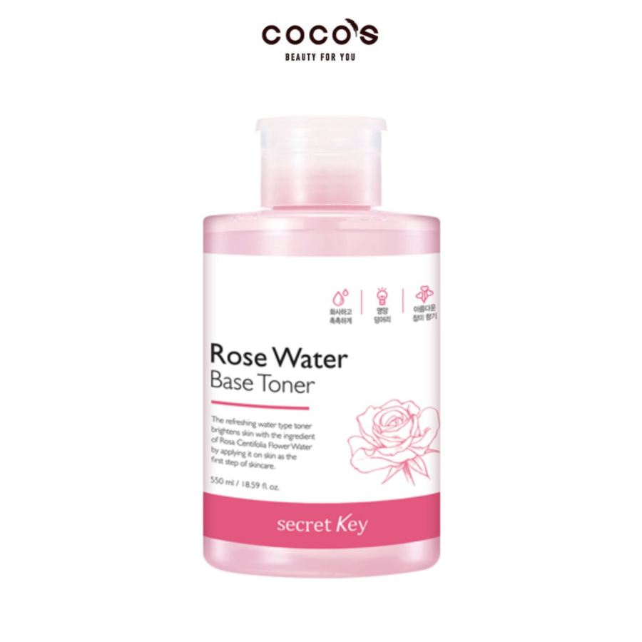 Nước Hoa Hồng Dưỡng Trắng - Rose Water Base Toner - Secret Key